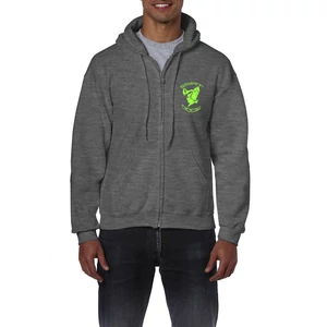 Swatdogs cipzáras pulóver dark heather neon zöld nyomással